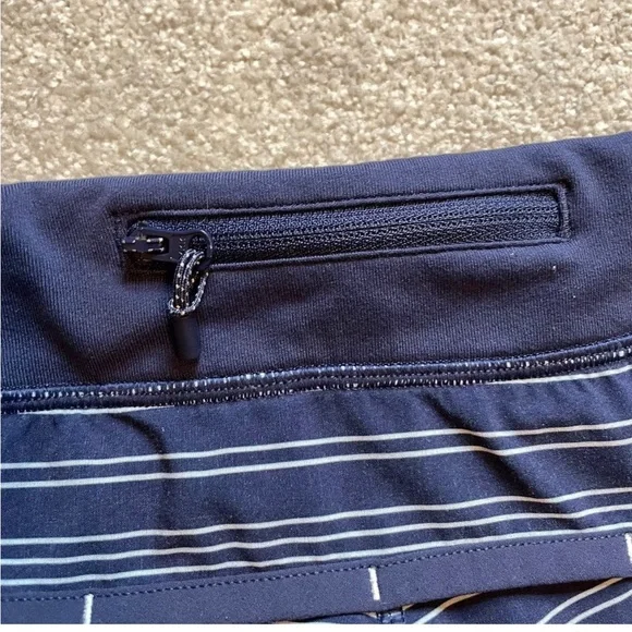 ivivva lululemon Shorts Girls Youth 8 Blue Stripe Pull On Lightweight Zip Run - Picture 8 of 13